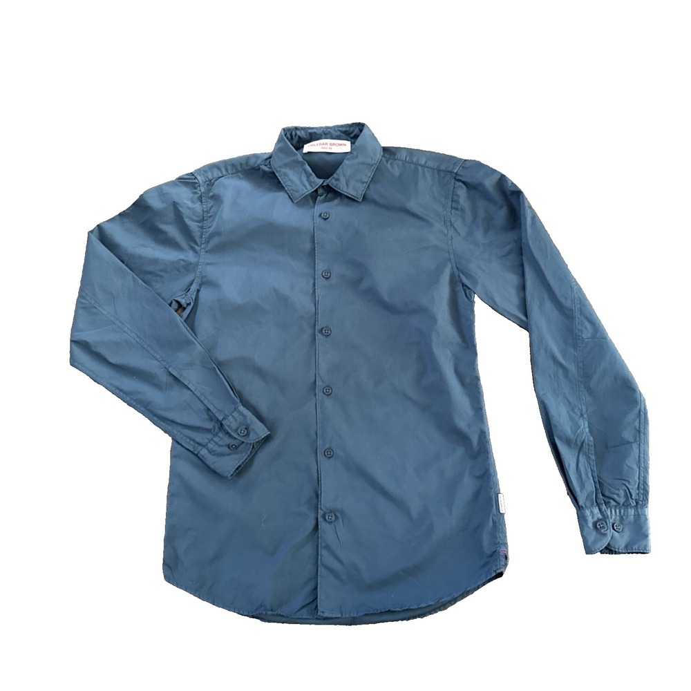 Orlebar Brown Shirt Men XS Blue Button Front Long Sleeve Cotton Made in Portugal